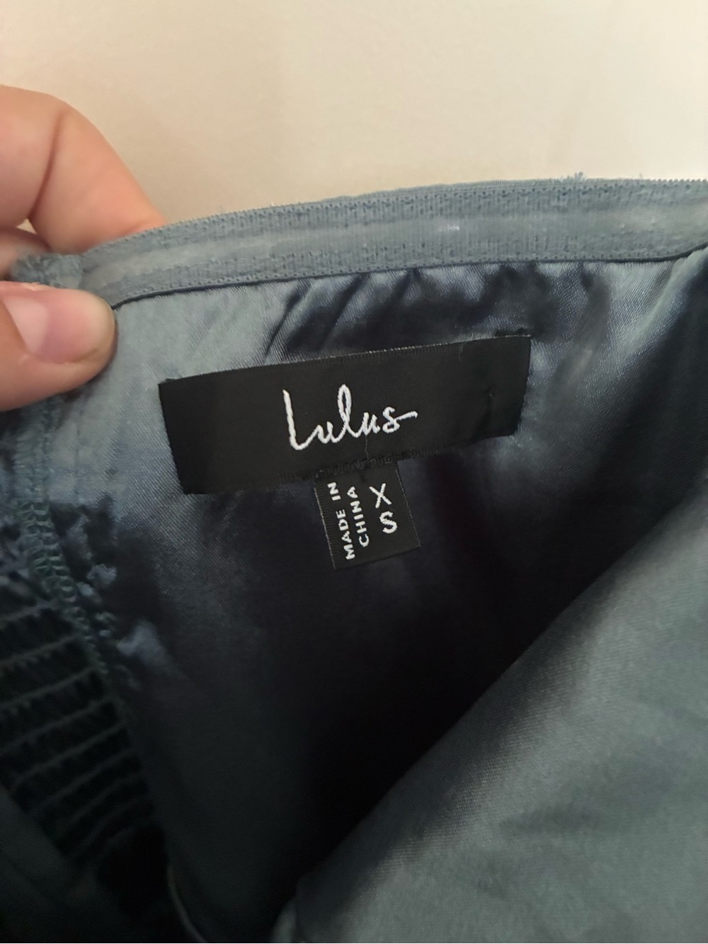 Lulu’s Perfectly Stunning Slate Blue Jacquard Strapless Midi Dress - Picture 5 of 5
